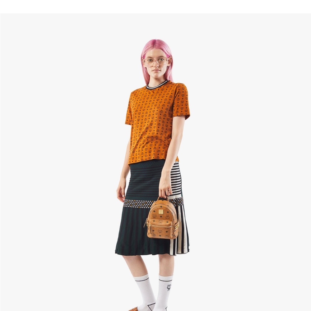 MCM Stark Bebe Boo Backpack in Visetos. Size X-Mini, Color - Cognac | COGNAC - Picture 7 of 8